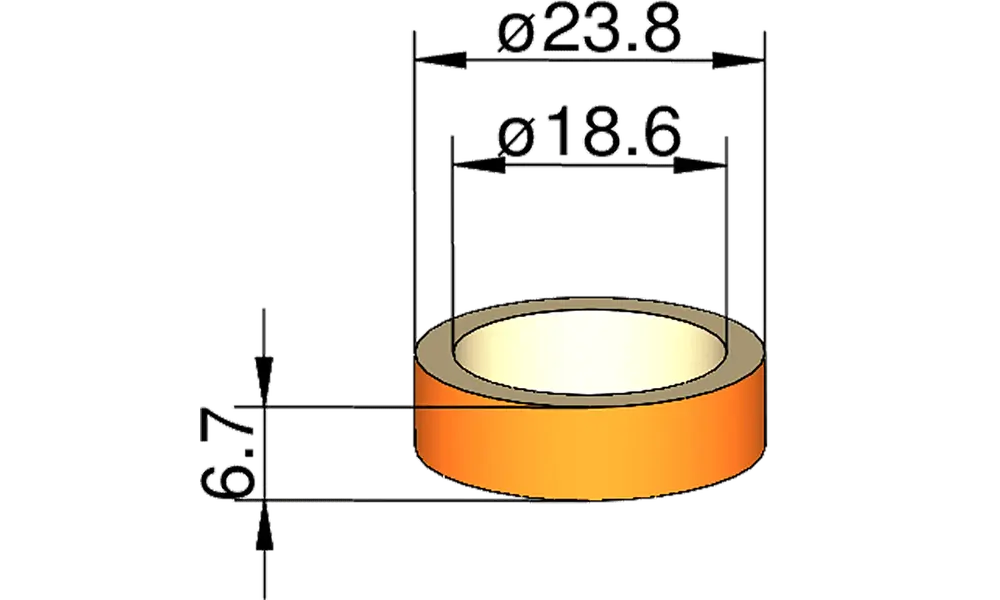 24 mm trykkring, pakke med 3, 23,8 mm ytterdiameter / 18,6 mm innerdiameter model rocketry