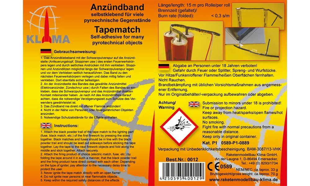 Tapematch Ignition tape - Klima - 15m, Other product options: Tapematch - ignition tape 15m, 3 image model rocketry