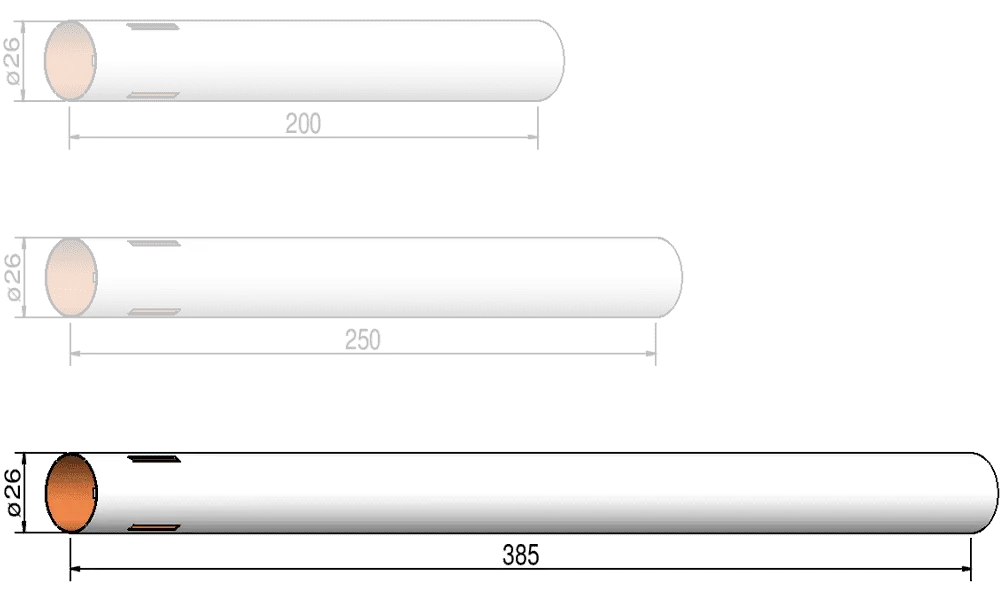 Body tube 26mm x 385mm - 3 slots - airframe Klima model rocketry