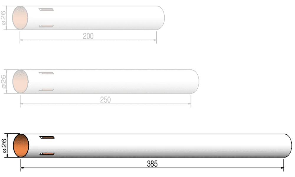Tubo corpo 26mm x 385mm - 4 slot - cellula Klima