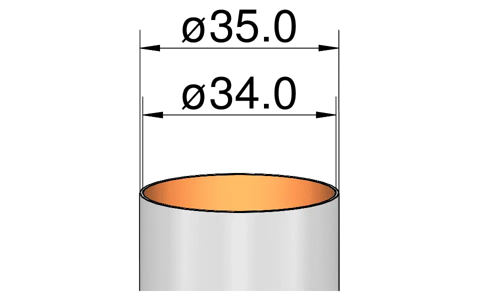 Tubo del cuerpo 35 mm x 385 mm - 3 ranuras - fuselaje Klima, 2 image