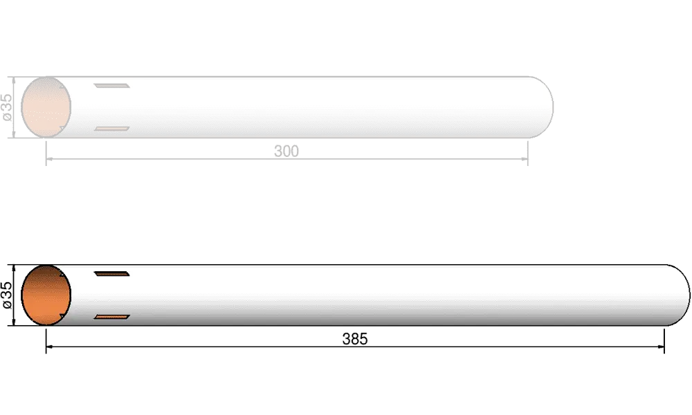 Body tube 35mm x 385mm - 4 slots - airframe Klima model rocketry
