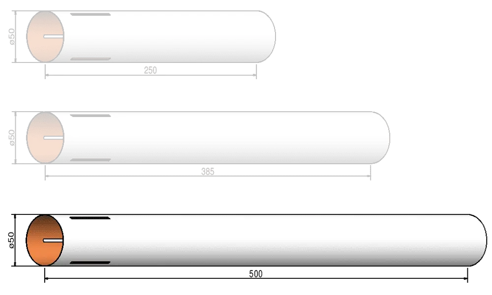 Body tube 50mm x 500mm - 4 slots - airframe Klima model rocketry