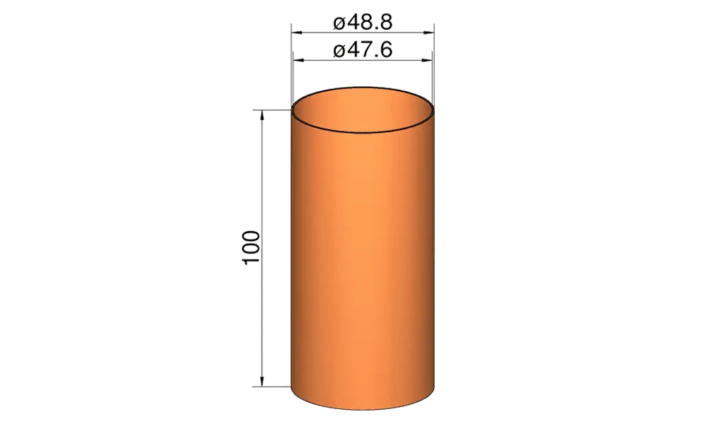 Kobling for 50 mm rør (48,8 mm ytterdiameter) – 100 mm lengde model rocketry