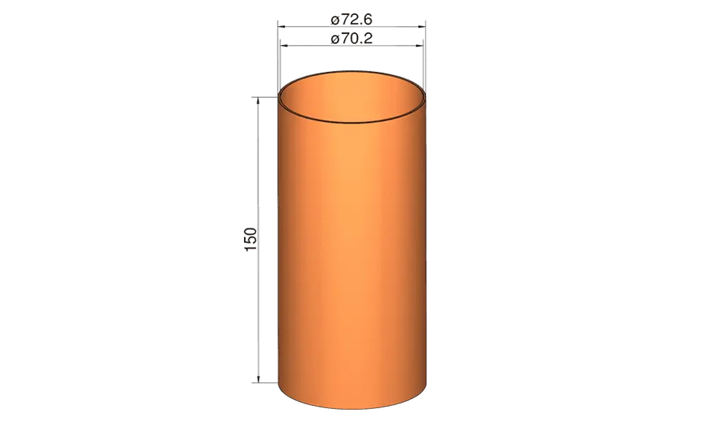 Coupler for 75mm tubes (72.6mm OD) - 150mm length model rocketry