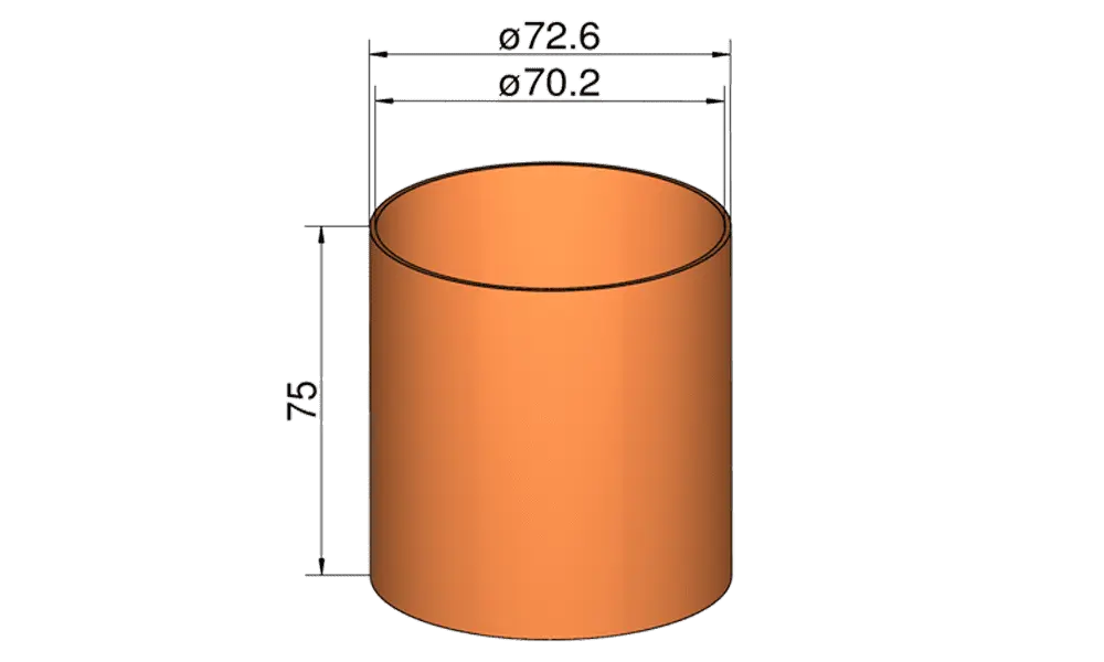 Coupler for 75mm tubes (72.6mm OD) - 75mm length model rocketry
