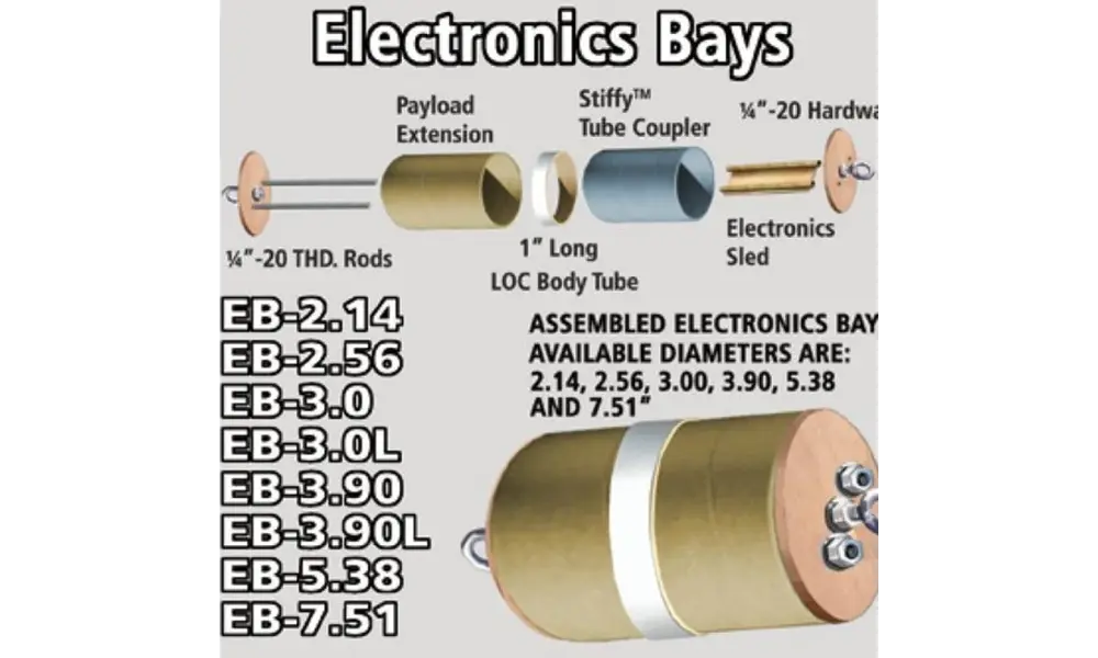Electronics bay 3" 75mm Phenolic - LOC Precision, Other product options: LOC E-bay kit 3" 75mm - PHENOLIC, 2 image model rocketry