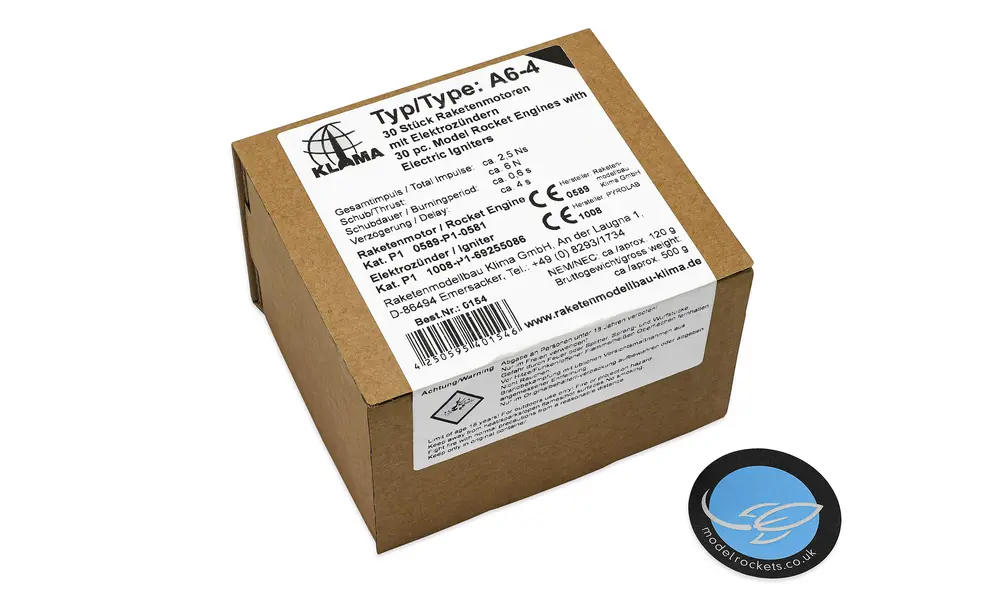 Klima A6-4 Teampakket inclusief elektronische ontstekers (30 stuks) raketmotoren motoren bulk, Andere productopties: Klima grootverpakking - A6-4 - 30 stuks, 2 image