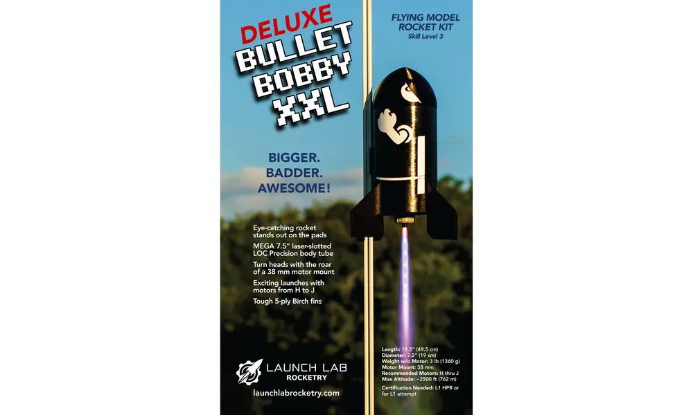 Набір літаючої моделі ракети Bullet Bobby XXL DELUXE 7,5 дюйма, 2 image model rocketry