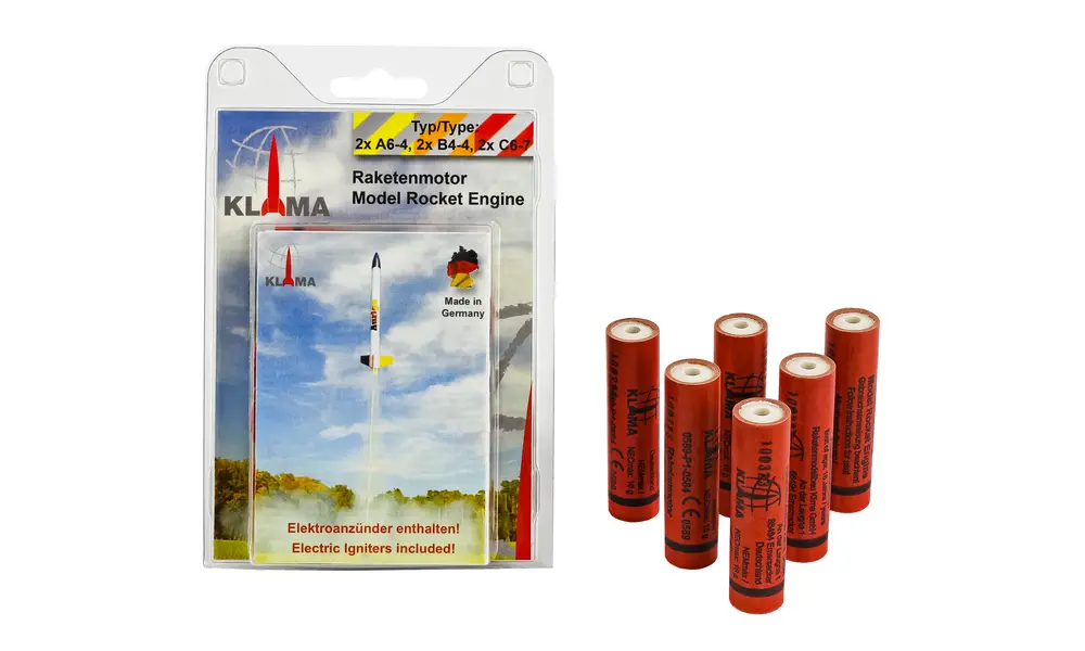 ABC Six Pack 18mm Klima model rocket motors engine (2xA6-4, 2xB4-4, 2xC6-7) model rocketry