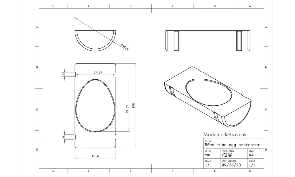 Egg protector 48.6mm diameter for 50mm Klima tube - TPU 85A, 5 image