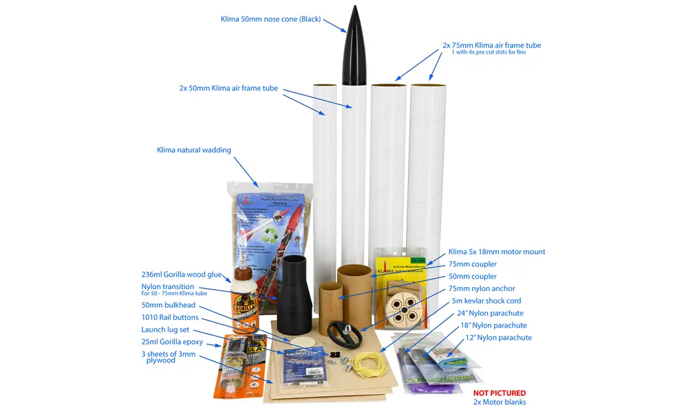Starterkit mit Bits - 50 mm/75 mm Rohr mit 18 mm Motoren - UK ROC (2024), 2 image