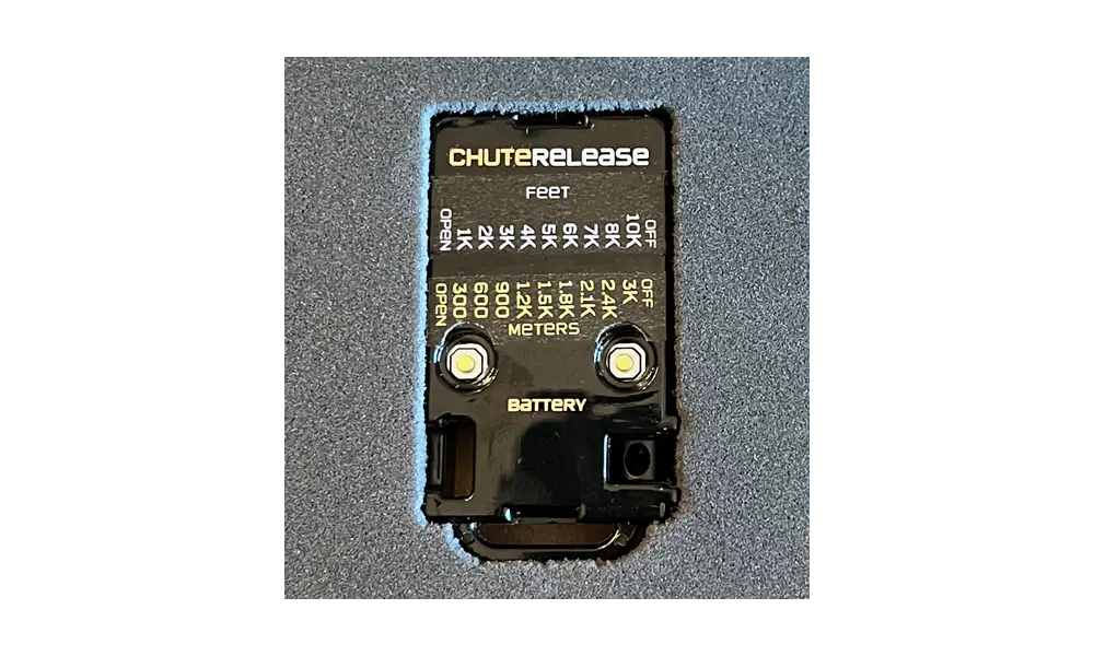 Jolly logic Chute release 10X - set the altitude for your parachute, Other product options: Chute release 10X, 2 image model rocketry