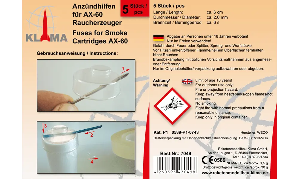 Lighting aids AX-60 smoke, 2 image model rocketry