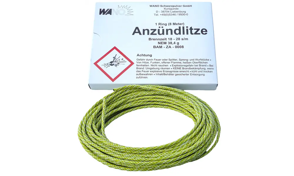 8m Ignition wire fuse slow (yellow) 18-28 seconds/meter, Other product options: Ignition wire yellow (slow) model rocketry