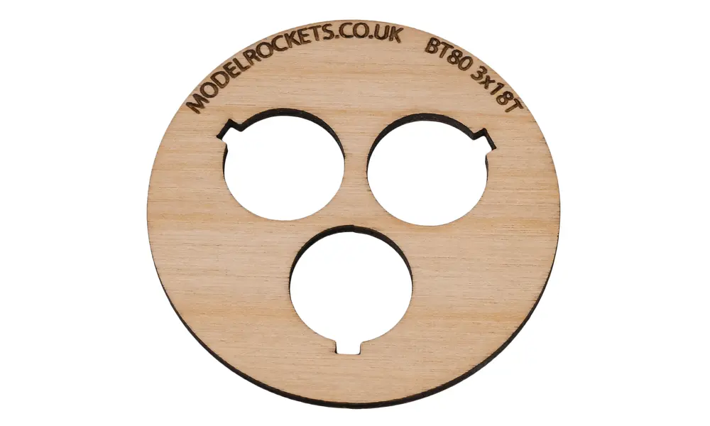 2x BT80 (65mm) 3x18mm pierścień centrujący z wycięciem na hak mocujący (sklejka 3mm), Inne opcje produktu: BT80 3x18mm (hak)