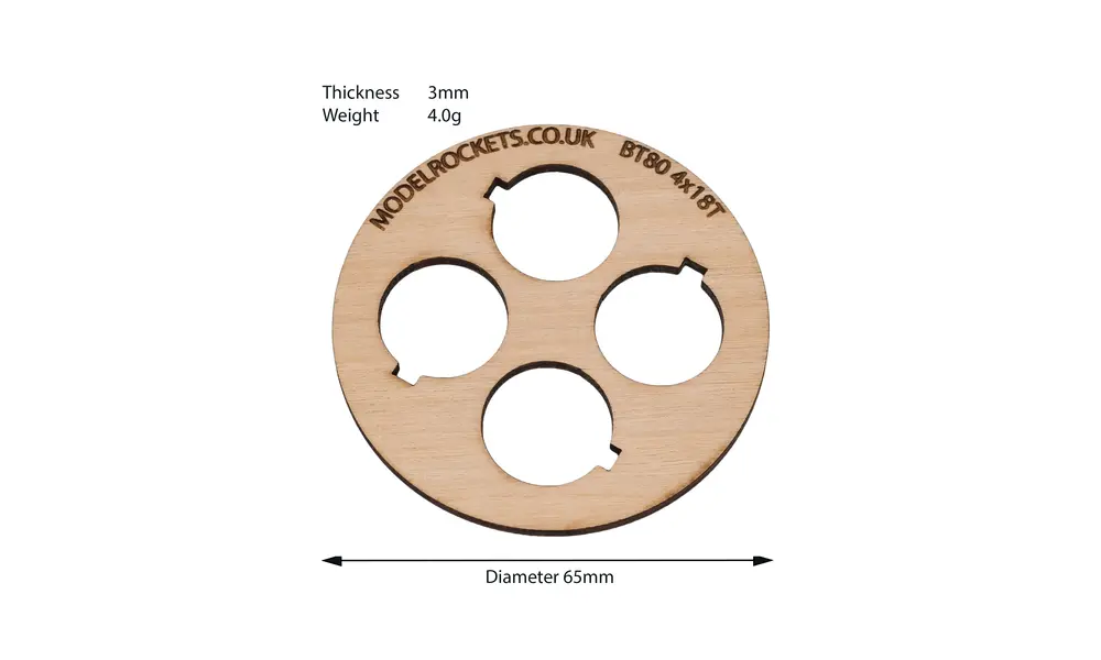 2x BT80 (65mm) Pierścień centrujący 4x18mm z wycięciem na hak mocujący (sklejka 3mm), Inne opcje produktu: BT80 4x18mm (hak), 2 image
