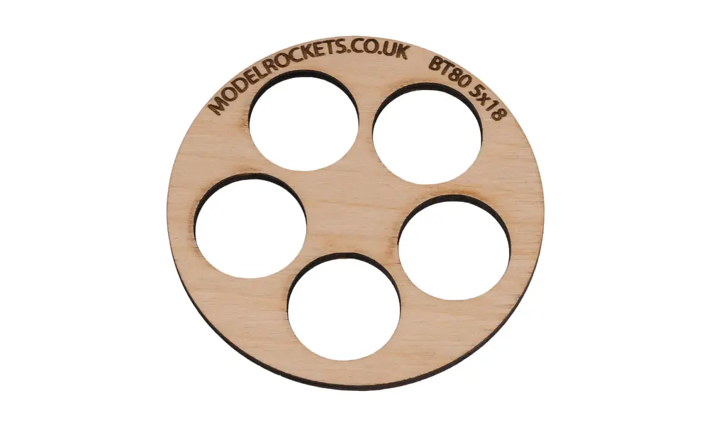 2x BT80 (65 mm) 5x18 mm centreringsring (3 mm krydsfiner), Andre produktmuligheder: BT80 5x18mm model rocketry