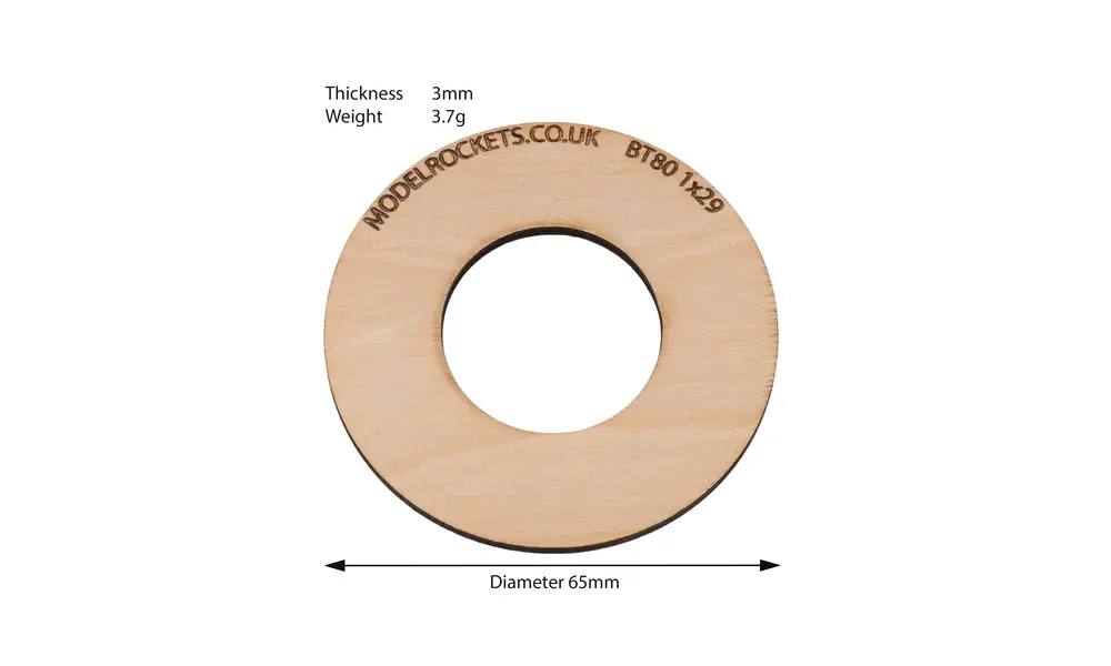 2x BT80 (65 мм) центрувальне кільце 1x38 мм (3 мм фанера), Інші варіанти продукції: BT80 1x38 мм, 2 image model rocketry