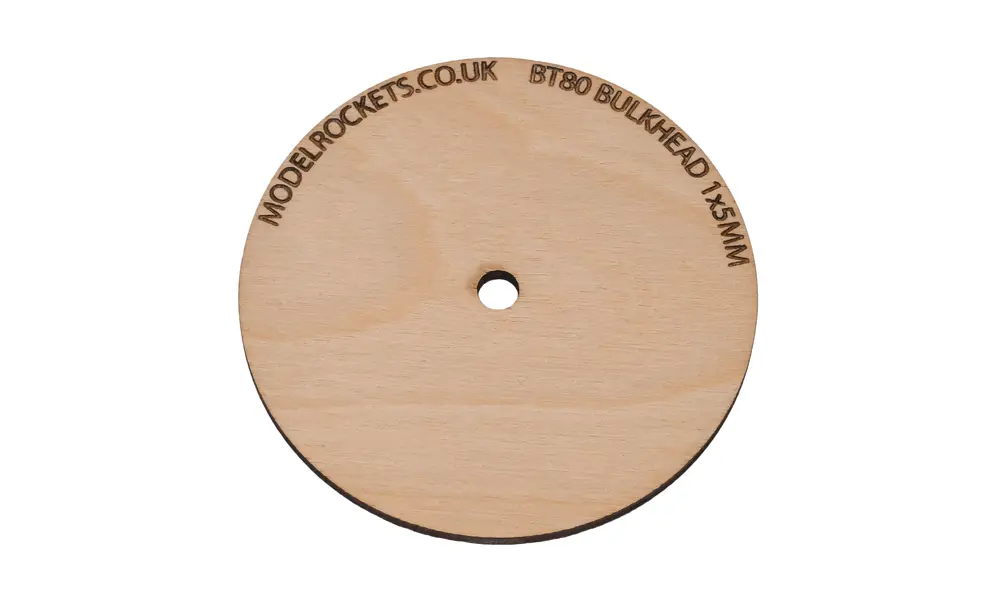 2x BT80 65mm bulkhead with 5mm centre hole (3mm plywood), Other product options: BT80 bulkhead 5mm centre hole model rocketry