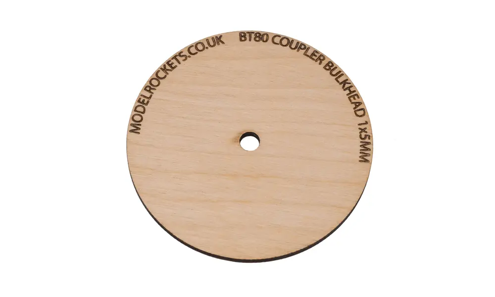 2x BT80 65mm coupler bulkhead with 5mm centre hole (3mm plywood), Other product options: BT80 bulkhead coupler 5mm centre hole model rocketry