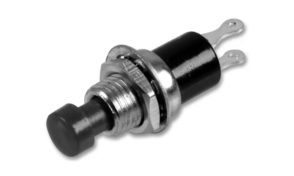 Interruttore a pulsante in miniatura, nero, a scatto, SPST, Off-On, 125 V, 1 A