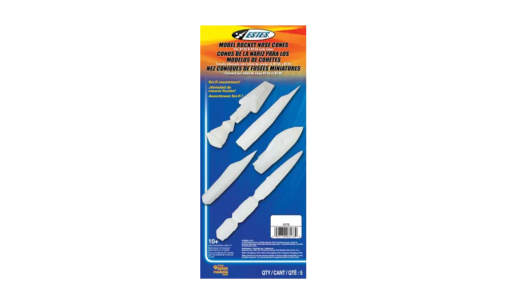 Estes Sci-Fi Nose Cone Pack of 5 for BT-50 and BT-55 tube, 2 image model rocketry