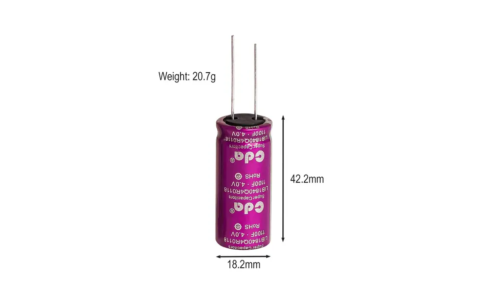 1100F Lithium ion super capacitor 4.0v to 2.5v (450mAh) 6A rated 4v, Other product options: 1100F Super capacitor (450mAh), 4 image model rocketry