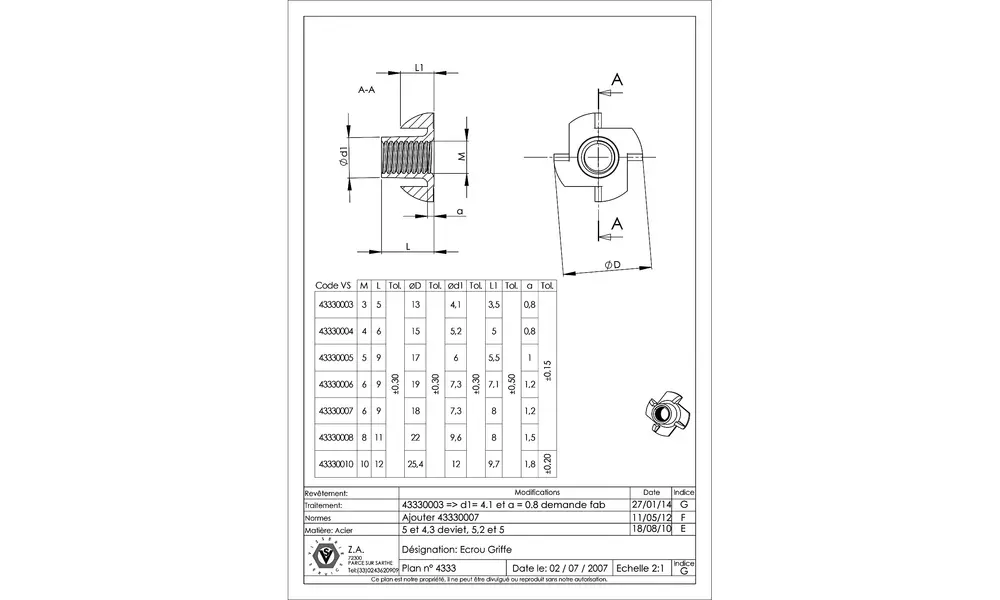 M3 x 5mm 4zubová T matice - 5ks - hloubka 4,2mm, Možnosti produktu: M3 x 5mm T Nut, 3 image