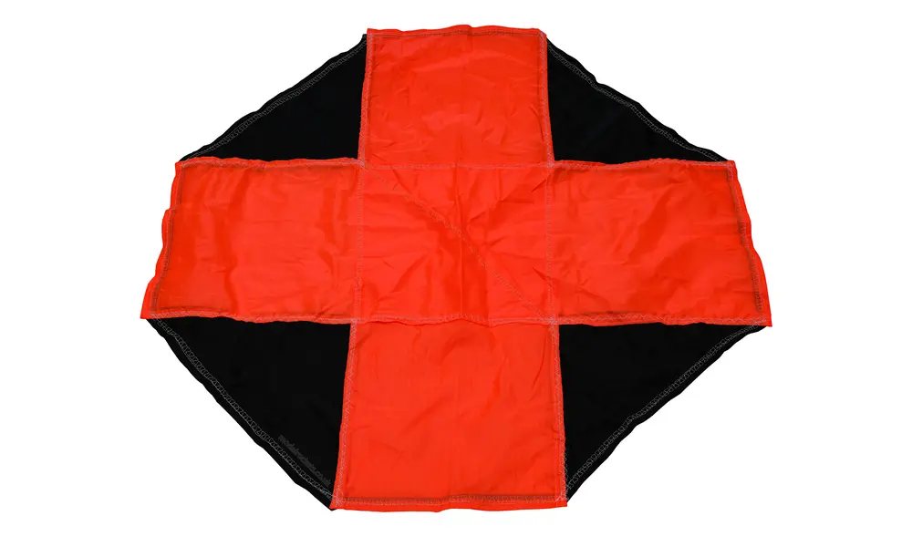 96" (2438mm) Crossfire reinforced topflight parachute (Neon Orange / Black) model rocketry