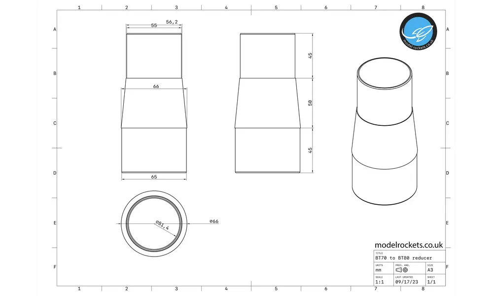 50 mm auf BT80 Hochtemperatur-Nylonrohrreduzierstück für Klimarohr (48,8 mm Innendurchmesser - 65 mm Innendurchmesser) Übergangsadapterkonverter BT-80 Hochleistungswandler, Produktoptionen: 48.8mm - 65mm 50mm-BT80 reducer (High temp nylon), 2 image