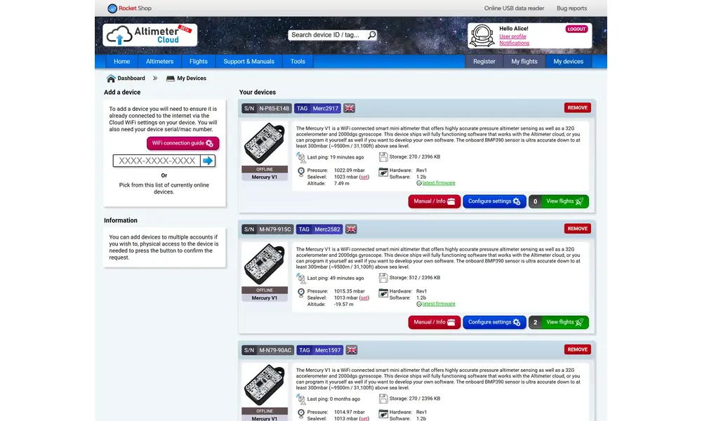 Höhenmesser- und Fluglogger-Computer Mercury V1, supergenau und mit automatischem Hochladen und Flugkarten., Produktoptionen: Mercury V1 Altimeter, 5 image