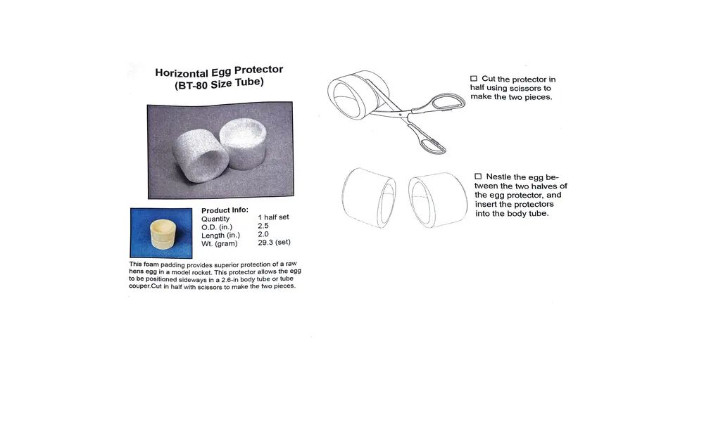 Protecteur d'œuf simple en mousse pour tube BT-80 (2,5" ID), horizontal UKROC, 3 image