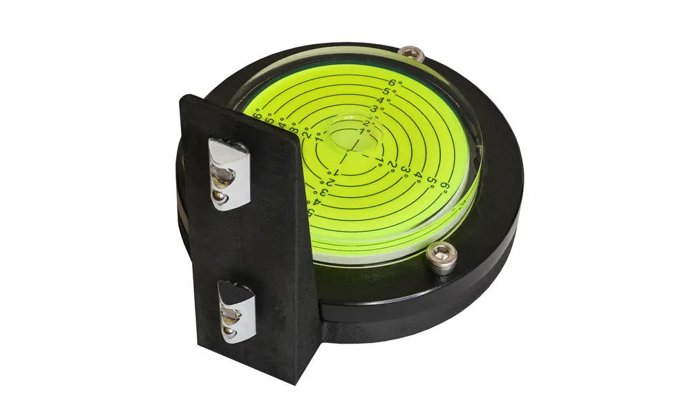 100mm rail mounted bubble spirit level - precision launch leveling 0-6 degrees in any direction., Other product options: 100mm Rail bubble level, 3 image model rocketry