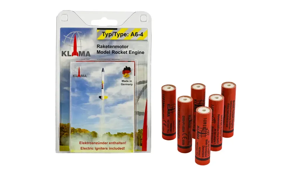 Wizard rocket starter construction set with 6x A6-4 rocket motors, launch pad, controller and building supplies, 14 image model rocketry