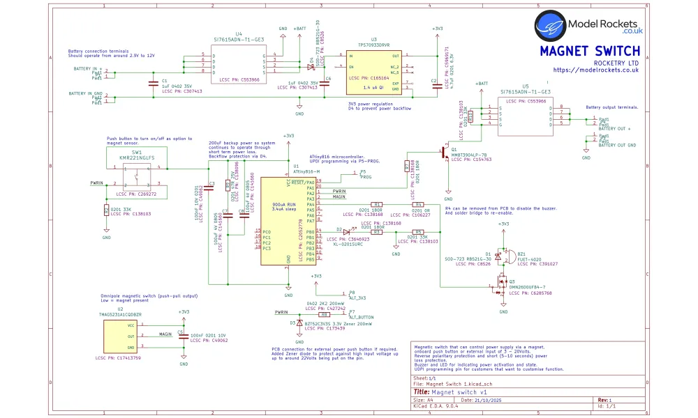 Magneettinen kytkin, älykäs valinnaisella tulolla ja summerilla - 35A huippu 10A jatkuva - 2.9V - 12V tulo, 8 image model rocketry