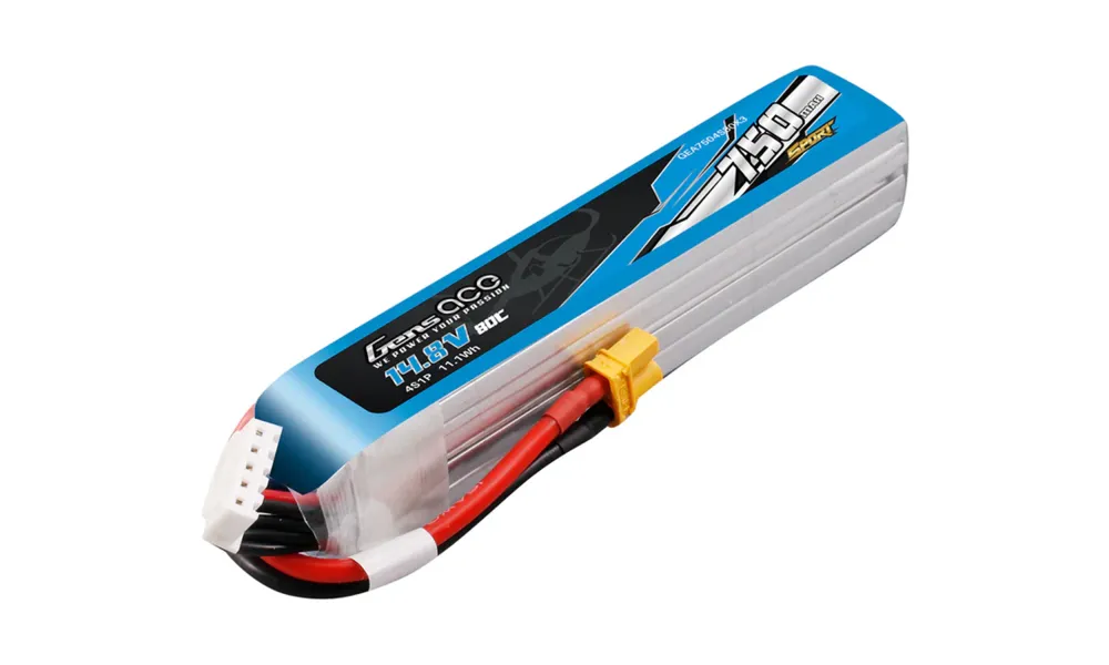 Gens Ace Li-Po Litiumpolymerbatteri Sport 4S 14.8V 750mAh 80C med XT30O model rocketry