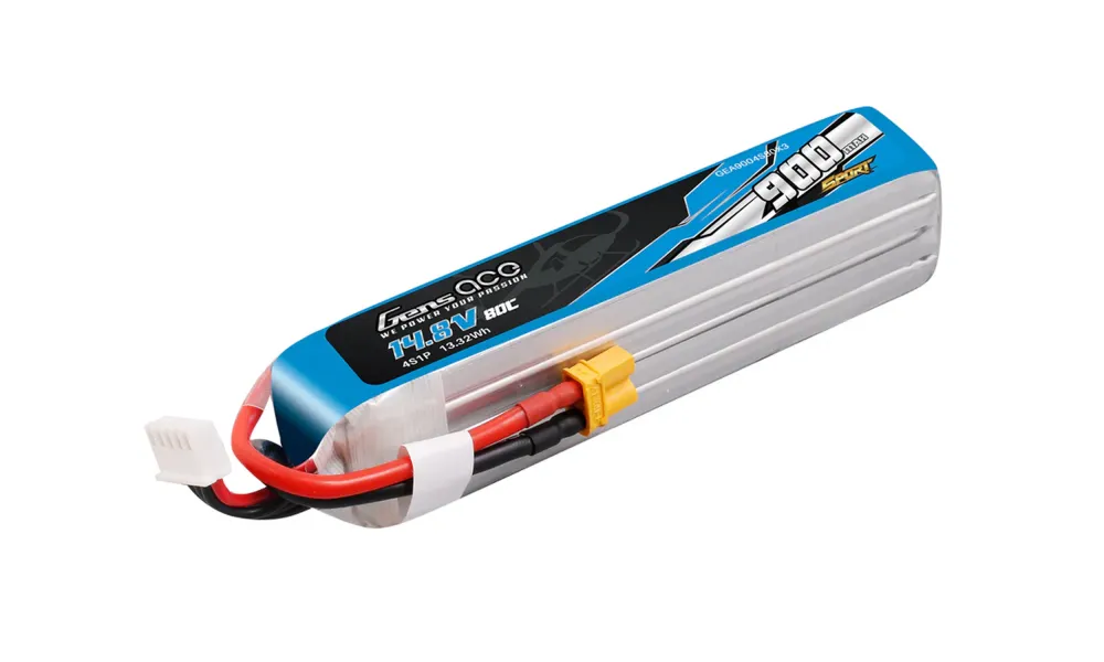 Gens Ace Li-Po Litiumpolymerbatteri Sport 4S 14,8V 900mAh 80C med XT30 model rocketry