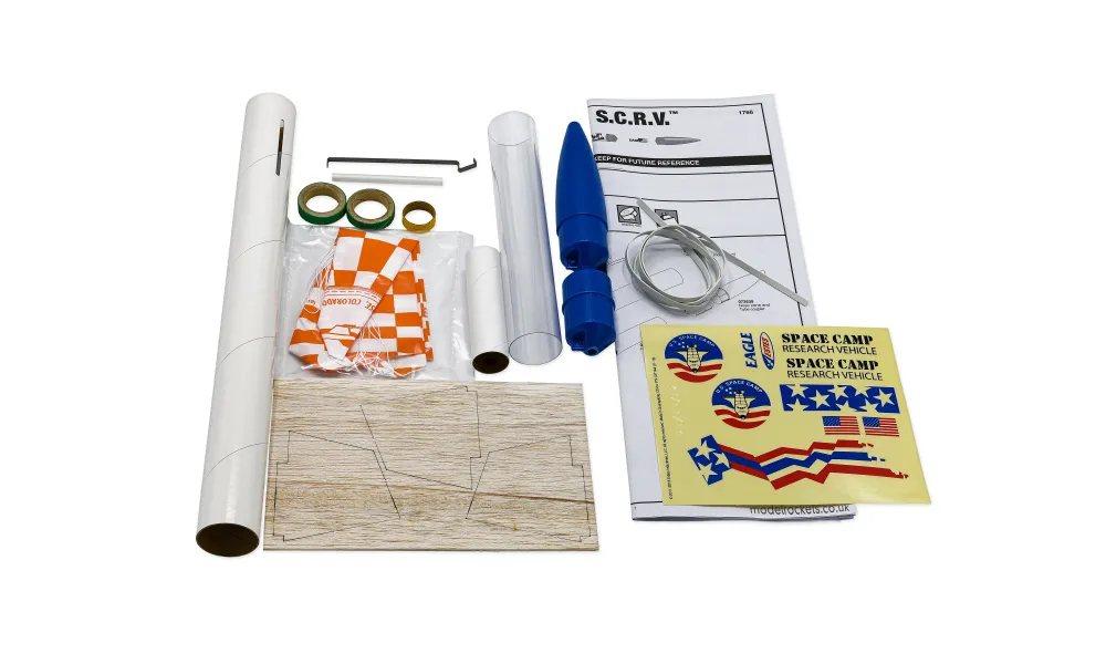 Eagle S.C.R.V beginner rocketry set with 6 A6-4 motors, launch pad & launch controller, 10 image model rocketry