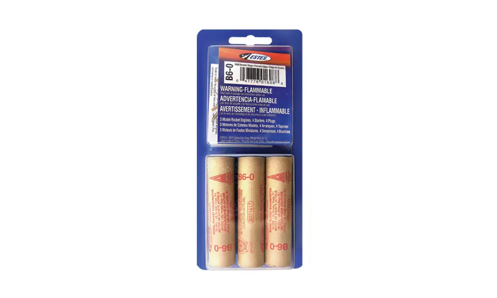 Motores de cohete modelo Estes B6-0 (paquete de 3) motores de 18 mm - propulsores