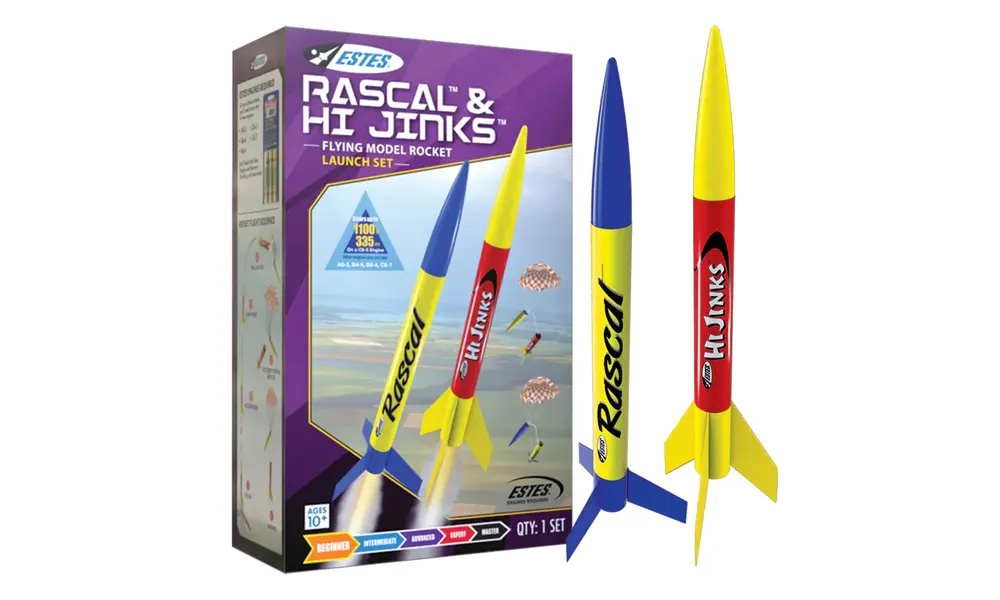 Deluxe Rascal & HiJinks launch set, 3 motors and wadding, ready to fly - Estes model rocketry