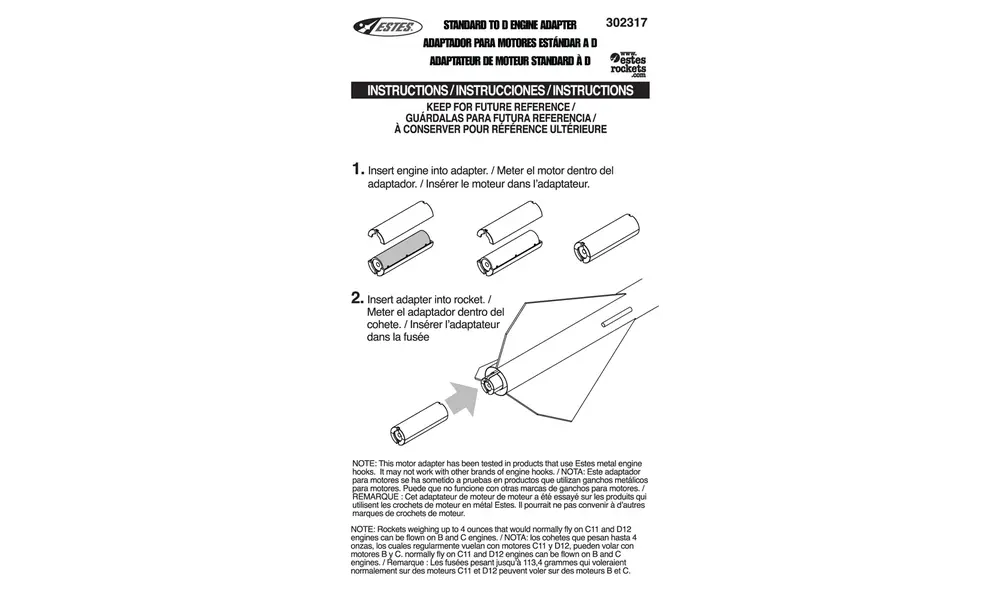 Adaptery silnika Estes Motor/Silnik Standard (18mm) do D (24mm), 4 image