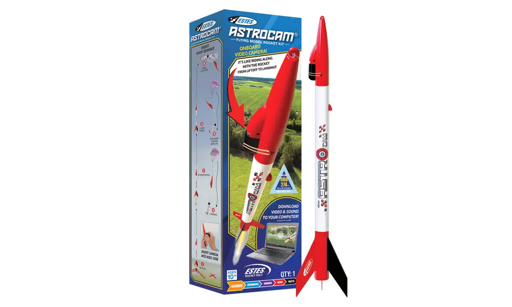 Estes Astrocam modelraket kit -25mm raket met camera, 18mm AC motoren, klaar om te vliegen, Productopties: Astrocam-raket
