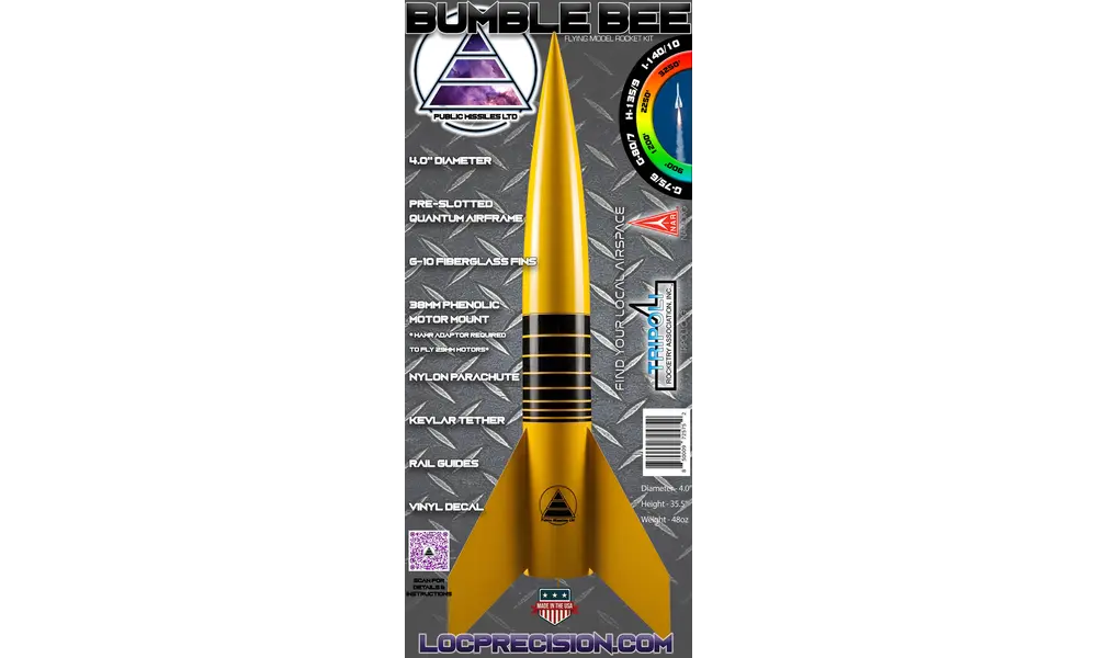 Raketa Bumble Bee 3,9" (~4") GJ motory - 38 mm (29 mm s adaptérem) - Expert, stavebnice modelu rakety, 7 image