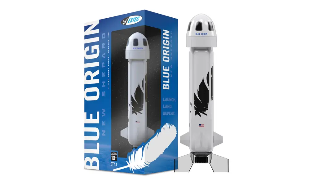 Kit de modelo de cohete Estes Blue Origin New Shepard - nivel de habilidad 2 del cargador útil del cohete modelo a escala