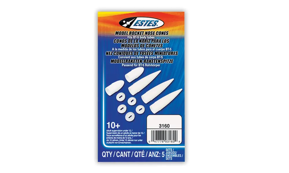 Estes NC-5 Nose cone (5 pack) - Fits BT5 tube, Other product options: Estes BT5 nose cones (5 pack), 2 image model rocketry