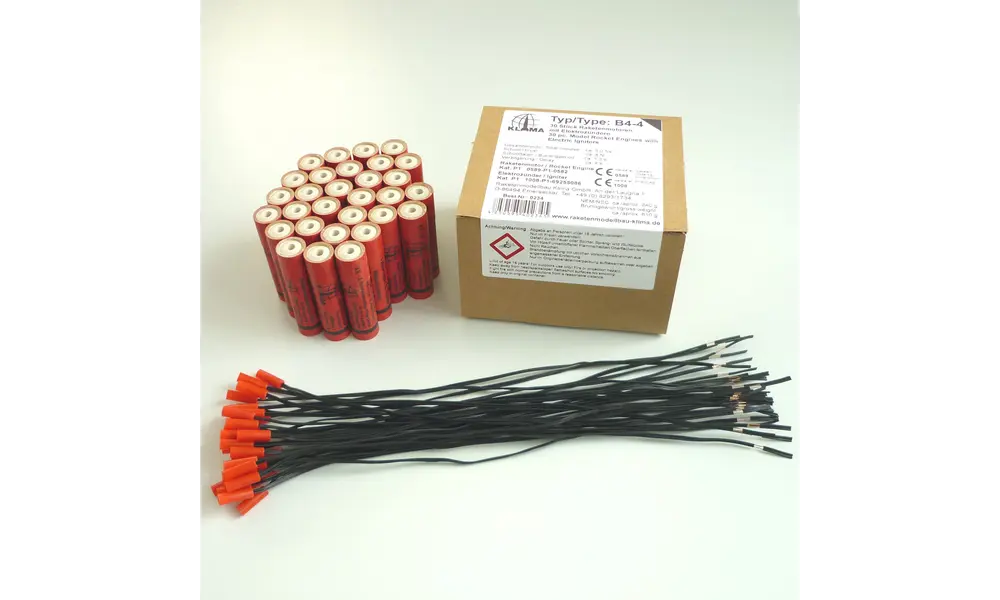 Klima B4-4 Team pack including electronic igniters (30 pieces) rocket motors engines bulk, Other product options: Klima bulk pack - B4-4 - 30 pack model rocketry
