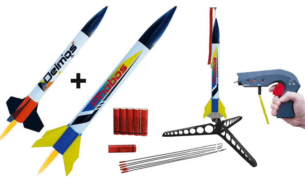 Phobos & Deimos Deluxe EZ Starter Set Todo incluido para 6 lanzamientos, kit de modelo de cohete