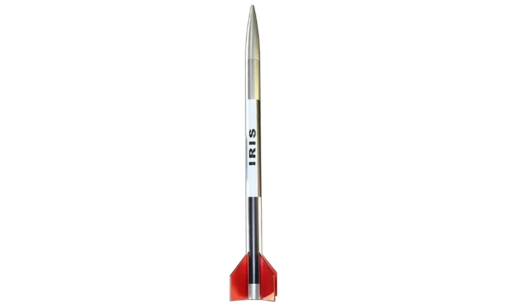 Kit de modelo de cohete Iris de 1" (25 mm) Motores AD Montaje de 18 mm vuela a 1300 pies