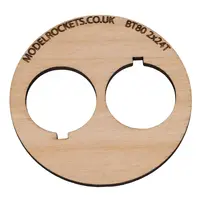 2x BT80 (65mm) 2x24mm centering ring with cut out for retaining hook (3mm plywood), Other product options: BT80 2x24mm (hook) model rocketry